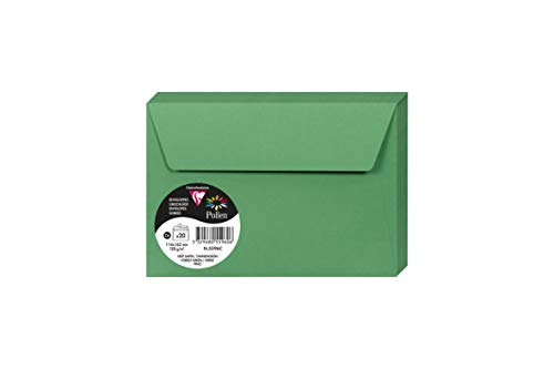 Clairefontaine 5596C - Packung mit 20 Umschläge Pollen, Format C6, 114 x 162mm, 120g, ideal für Korrespondenz und Einladungen, Tannengrün, 1 Pack