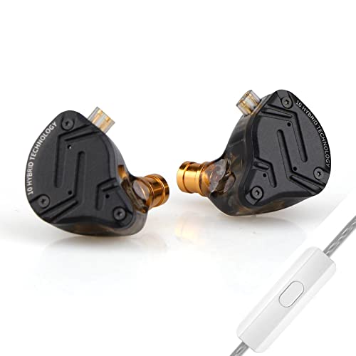 LINSOUL KZ ZS10 PRO X Upgraded 1DD+4BA Hybrid Treiber HiFi in Ear Kopfhörer IEM mit Alloy Faceplace Abnehmbares versenktes 2Pin Kabel für Audiophile Musiker DJ Bühne（Mit Mikrofon）