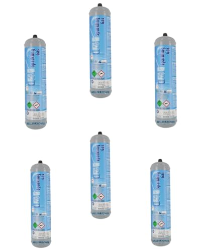 Bellerofonte 6 Einweg-CO2-Flaschen, 600 g, Anschluss M11 x 1, Behälter aus Stahl, für Wassersprudler – Lebensmittel-CO2-Spender E290 zum Sprudeln von Wasser und Getränken im Allgemeinen oder Zapfen