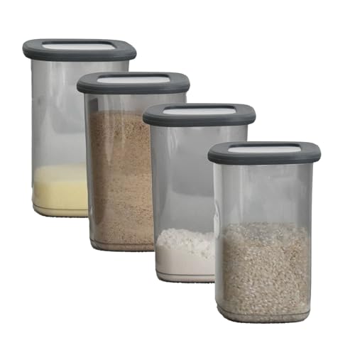 Vorratsdosen mit Deckel luftdicht diverse Sets Küchenorganizer Aufbewahrungsbox BPA frei stapelbare Vorratsbehälter für sämtliche Lebensmittel "wie Zucker Mehl und Müsli" (4x 1200ml & 1x HLKauf-Block)