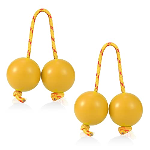 2 Paar Aslatua African Shaker, Aslatuas Instrument Rhythmic Ball Klassisch Afrikanische Kashakas Shaker Rassel Handpercussion für Kinder Erwachsene Hochzeiten Partys Musikunterricht (Gelb)
