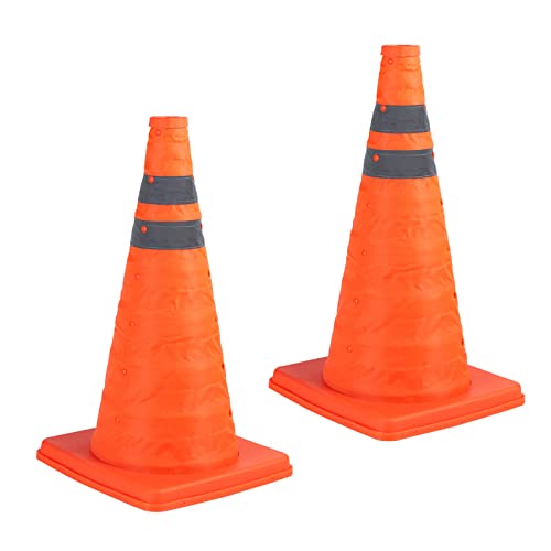 2Pack 18 Zoll zusammenklappbare Verkehrskegel/Verkehrskegelschild/Mehrzweck-Popup-Reflektierender Sicherheitskegel, OrangeGröße: 45 cm (18 Zoll