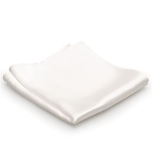 Mr.Van 100% Seide Einstecktuch für Herren, Elegant, Weiß, Weich, 35 * 35 cm, 16,5 Momme Seideneinstecktuch Einfarbig Uni