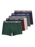 JACK&JONES Boxershorts 5er-Pack Basic Trunks Kurze Unterhosen Logo Print Design JACOLIVER, Farben:Mehrfarbig, Größe Hosen:L