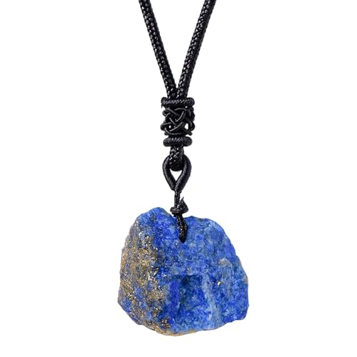 Lapislazuli-Kristall-Anhänger, Lapislazuli-Kristall Mit Verstellbarer Wachsschnur, Handgewebter Natürlicher Lapislazuli-Kristall-Anhänger, Unregelmäßige Steine, Schmuck Für Frauen Und Männer