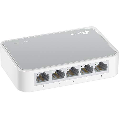 TP-Link TL-SF1005D 5-Port Fast Ethernet-/Netzwerk-/Lan Switch (10/100Mbit/s, automatische Geschwindigkeits- und Duplexanpassung, Plug-und-Play, Auto-MDI/MDIX, lüfterlos) weiß