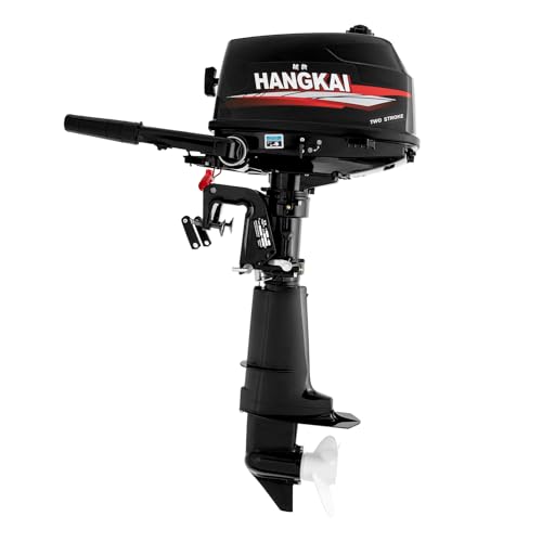 Konfiur Außenbordmotor, 2-Takt 6 PS 102cc Benzin Außenbordmotor, 5500r/Min 1 Zylindern Benzin Bootsmotor Wasserkühlung Bordmotor mit CDI System für Schlauchboote Fischerboote, Schwarz