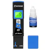 UIUZMAR Wasser pH Messgerät, Wasserqualität Tester Trinkwasser, pH Temperatur Meter Mit ATC Funktion, pH Wert Messgerät Für Pool, Hydrokultur, Aquarium, Gartenarbeit, Schwimmbäder, Bierbrauen