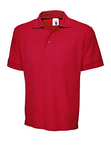 Uneek UC102 Poloshirt aus Polyester/Baumwolle, Unisex, Premium-Piqué, mit hochgezogenem Kragen und erhöhten Ärmelbündchen, Rot, XXXX-Large