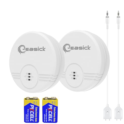 Easick Wassermelder Wasserschäden - 135 dB lauter Wasseralarm - Wasser-Alarm,Batterie austauschbar Weiss 2er Pack