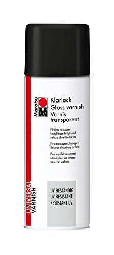 Marabu 23111018857 - Klarlack, UV - beständiges Lackspray für hochglänzende Optik, für nahezu alle Oberflächen, styroporfest, lichtecht, schnell trocknend, wetterfest, 400 ml, transparent