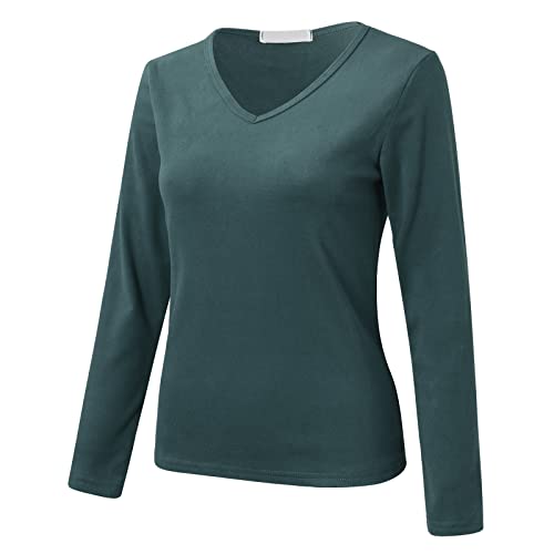 2025 - Damen-Thermounterwäsche mit Rundhalsausschnitt, Fleece gefüttert, dünne Oberteile, Langarm-Thermohemden, Winteroberteile Thermoshirt Rot Herren (Green, L)