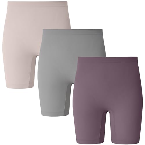 INNERSY Radlerhose Damen Kurz für Kleid Radler Shorts Chub Rub Unterkleid Hose Unter Rock 3 Pack (S/38, Violett/Grau/Lotuswurzel)