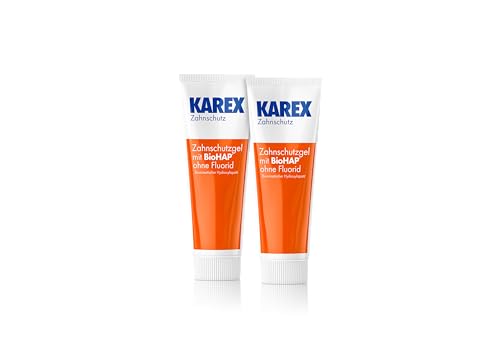 KAREX Zahnschutz-Gel - 2 x 50 ml - Zusätzlicher Schutz für Karies-Vorbeugung | Reduziert Schmerzen bei empfindlichen Zähnen | Fluoridfrei, zuckerfrei, vegan