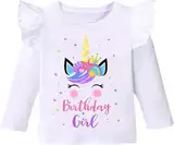 DHASIUE Geburtstag Mädchen Shirt Kleinkind Baby Mädchen Einhorn T-Shirt Geburtstag Tee Outfit Fliege Langarm Top Kleidung