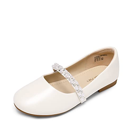 DREAM PAIRS Mädchen Mary Jane Strap Flache Schuhe Ballerinas Prinzessin Schuhe Flache Schulschuhe Ivory-New-E SERENA-100-KIDS-E Größe 33 (EUR)