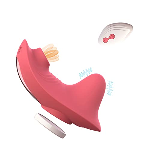 Tragbare Butterfly Vibratoren für Frauen Leise, Sex Spielzeug für die Frau Klitoris Stimulator mit 7 Zungenleckenmodi 7 Vibrationsmodi Stoßfunktion, Magnetclip und Fernbedienung, Wasserdichtes Rosa