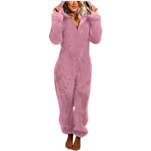 Generisch Herren Paar Jumpsuit Trendige Mode 2024 Kuschelig Lang Pyjama Flauschig Weich Hausanzug arm Ganzkörperanzug mit Kapuze