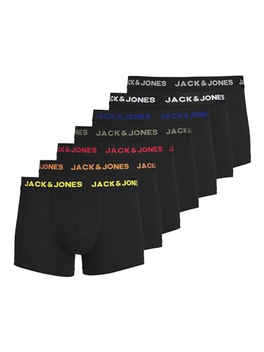 Jack & Jones Herren JACBASIC Trunks 7 Pack NOOS 12165587, Black/Black - Black - Black -, L