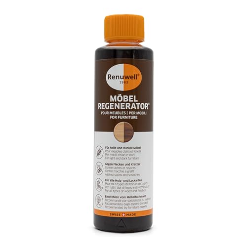 Renuwell Möbel-Regenerator, 500 ml – Intensive Pflege und Regeneration für Holzmöbel und Oberflächen, entfernt Wasserflecken, Kratzer & Hitze - Ringe, Schweizer Qualitätsprodukt