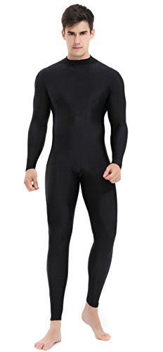 speerise Herren Turtleneck Spandex Langarm Unitard Bodysuit Tanzkleidung Mittel Schwarz