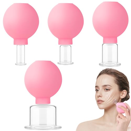Schröpfenbecher 4pcs Glas Schröpfen -Kit Starker Saugset Haushalts Vakuum Set für Massage -Körpergesicht, Style2, Kit