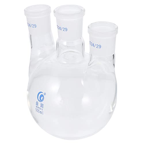 RUNROTOO 1Stk Flasche Destillierkolben kochender Kolben Becher mit rundem Boden Laborgeräte Siedekolben aus Glas Glas-Container Labor-Dreihalskolben Laborglaswaren dicke Mauer Becherglas