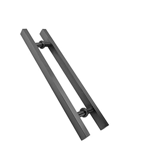 Türgriff-Set aus gebürstetem Edelstahl, quadratisch, für Hotel, Zuhause, Büro, doppelseitig, Glasladen, Druckgriff, Titan-Finish, 300 mm Mittelloch