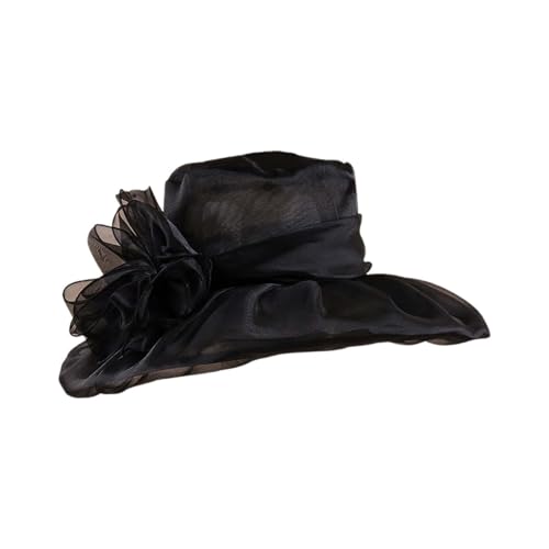 2025 - Damen Sommer Sonnenhut mit breiter Krempe Strandhut Faltbarer Reisehut für Outdoor-Aktivitäten 1 Jahr Sonnenhut (Black, One Size)