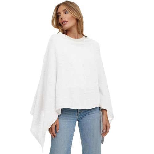 Glamexx24 Damen Strick Poncho Unifarbe Cape Feinstrick Pullover Umhängetuch Eleganz Stil und Komfort für Frühling und Herbst Made in Italy