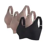 3er Pack BH Damen ohne Bügel Push Up BHS Nahtloser Bra Bequem Gepolstert Wohlfühl-BH Starker Halt Nahtlose Soft Bustier Komfort Vollschalen Gepolstert Büstenhalter Verstellbar Unterwäsche für Alltag