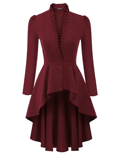 SCARLET DARKNESS Vintage Viktorianischen Cosplay Kostüm Damen Festlich Warm Winter Weihnachten Party Smoking Uniform Rotwein S