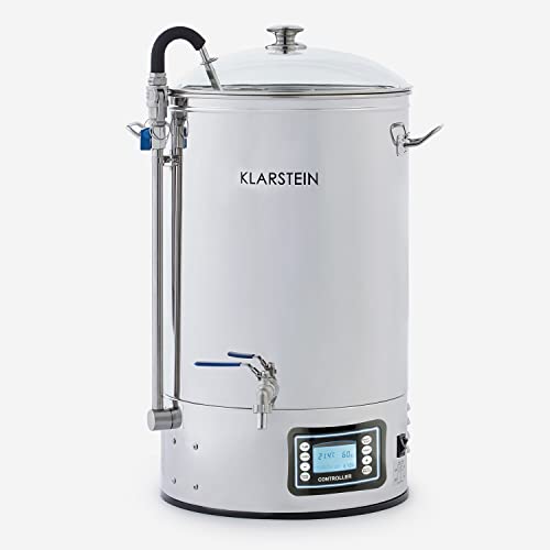 Klarstein Mundschenk - Bierbrauanlage, Maischekessel, 30 L, 2500 W, Touch-Panel, Umwälzpumpe, Edelstahl, silber