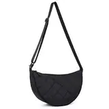 HAIWILL Halbmond Crossbody Bag Damen Umhängetasche Mittelgroß Gesteppte Tasche Puffer Bag Nylon Schultertasche Hobo Shopper Tasche mit Verstellbarem Schultergurt für Arbeit, Reisen, Alltag (Schwarz)