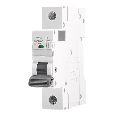 DewinLVD Leitungsschutzschalter, Miniatur-Leistungsschalter C-Kurvenstütze Schalter Hutschiene Sammelschienenanschluss 230V/400V 1P 6A Grauer Griff