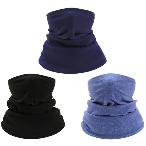 Risipu Winter Kleinkind Halswärmer Mädchen Halswärmer Gesichtsschal Jungen Super Soft Dralon Schal Winddicht Halswärmer Schlauchschal Snood (3Pcs - Schwarz+Hellblau+Navy)