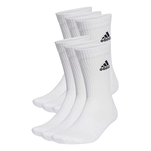 adidas Unisex Cushioned Sportswear Crew Socks 6 Pairs, White/Black, 49-51