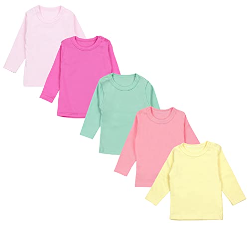 TupTam Baby Mädchen Langarmshirt Sterne 5er Pack, Farbe: Farbenmix 6, Größe: 80