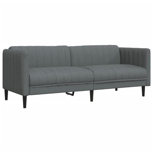 vidaXL Sofa, Polstersofa 3-Sitzer mit Stützbeinen, Dreisitzer Loungesofa Designsofa für Wohnzimmer, Couch Wohnzimmersofa, Dunkelgrau Stoff