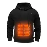 Heated Hoodie Herren Beheizbare Pullover Herren Plüsch Sweatshirt Beheizte Kapuzenpullover Casual Beheizbare Sweatshirt mit Kapuze Bluse Tops Beheizte Hoodies für Männer(Schwarz, XL)