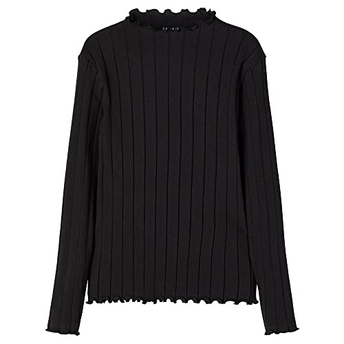 NAME IT Mädchen Nkfnoline Ls Slim Top Noos Langarmshirt, Black, 146/152