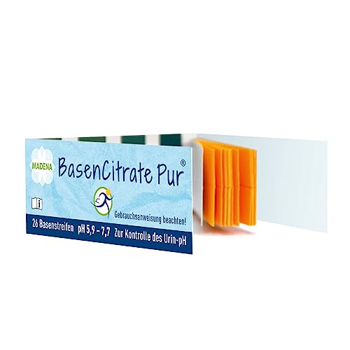 MADENA BasenCitrate Pur Urin Teststreifen, 26 Stück, Basenstreifen Kontrolle pH-Wert im Urin, Test für Säure-Basen-Haushalt