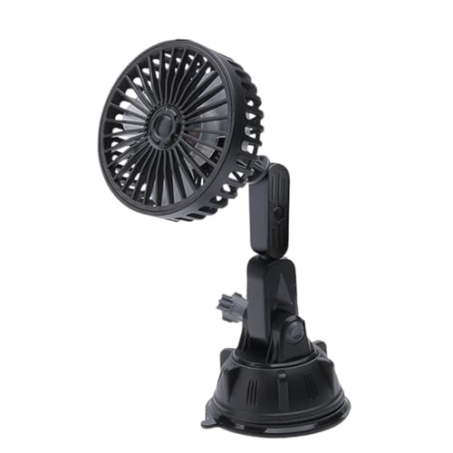 Ventilator für Auto, 360 Grad drehbarer Fahrzeugkühler, 3 Geschwindigkeiten einstellbar Saugnapf Montage Auto Ventilator, mit drehbarem Winkel