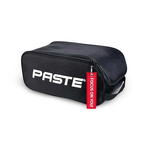 PASTE Schuhtasche Schwarz - Wasserabweisende Schuhtasche für Reise, Sport und Alltag, Schwarz mit Tragegriff - Schuhbeutel für Fußball, Tennis und Golf