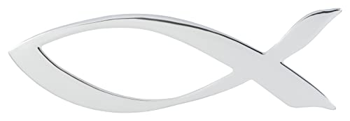 FISCH AUTOAUFKLEBER ICHTHYS (Fisch) – 3D-Effekt – ca. 8 x 2,5 cm – CHRISTLICHES SYMBOL für Auto, Tür oder Möbel – Selbstklebend, wetterfest & lichtbeständig – MaMeMi Markenqualität