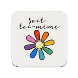 Untersetzer aus Kork – Entweder selbst LGBTQ+ Gay Lesbische Pride Blume – 1 Stück (95 x 95 mm)