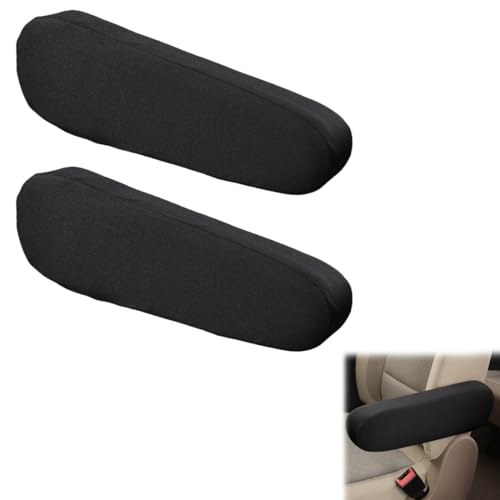 OUDQFCJ Auto-Armlehnenbezug Elastisches Flaches Stoffgewebe Universelle Passform Autositz-Armlehnen-Schonbezug-Schutz für LKW, SUV, Transporter, ein Paar (Schwarz)