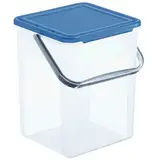 Rotho Basic Aufbewahrungsbox 9l mit Deckel und Henkel, Kunststoff (PP) BPA-frei, transparent/blau, 5kg/9l (23.0 x 22.5 x 27.0 cm)