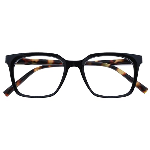 OPULIZE KOI Lesebrille - Große Rechteckige Brillenfassung - Schwarz - Sehhilfe für Damen, Herren - Federscharniere - R50-1 - +1.50