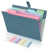 SKYDUE Fächermappe A4, Mappe Mit Fächern, Dokumentenmappe Mit Etiketten, Ordnungsmappe Mappen Ordnersystem, Document Organizer Für Zuhause, Büro, Schule Und Auf Reisen, Mappe Blau